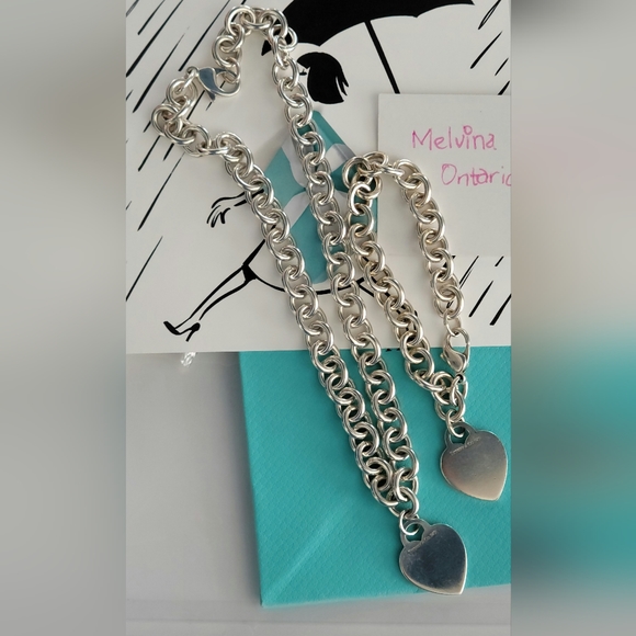 Tiffany blank heart necklace and bracelet - Picture 1 of 5